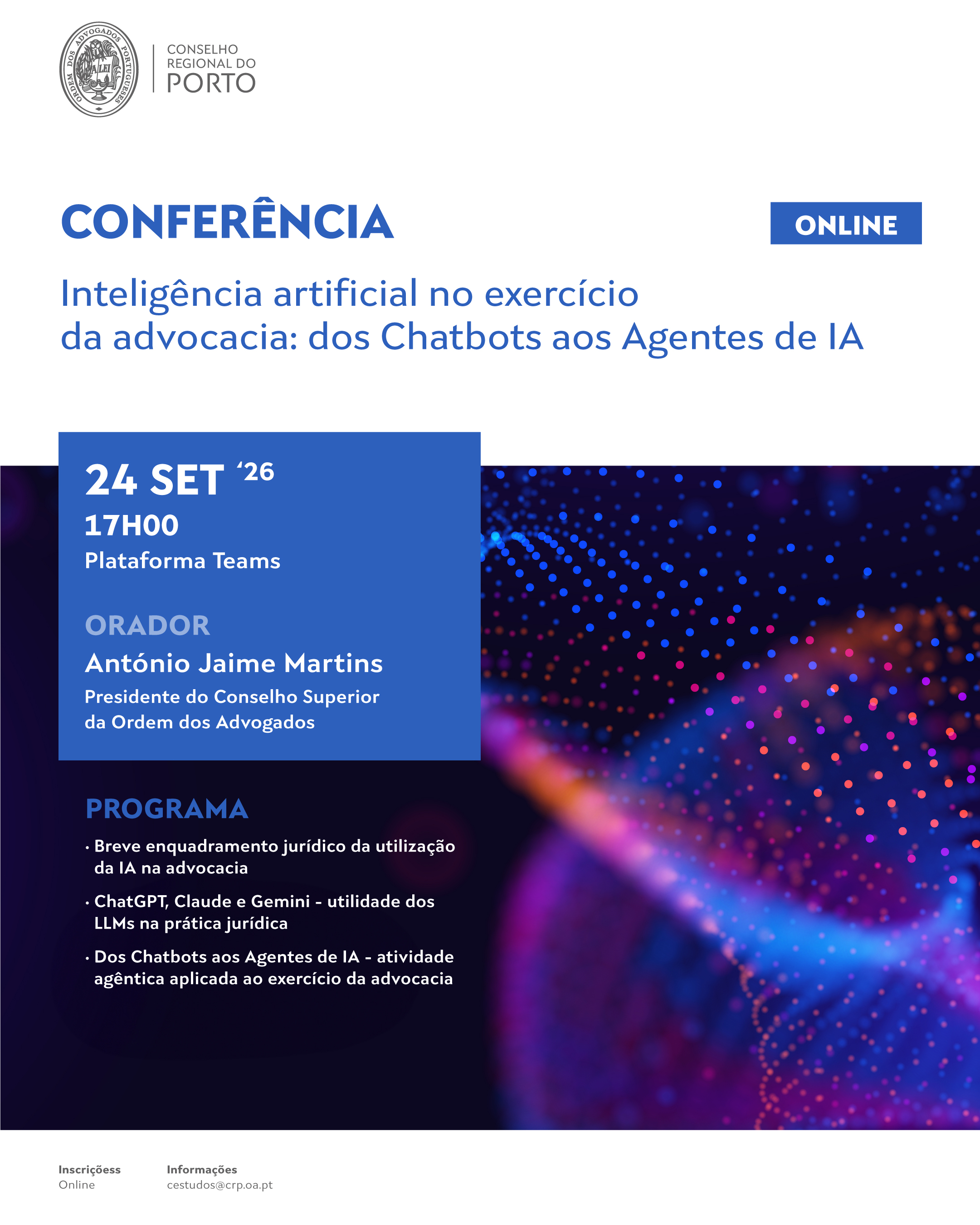 Web Conferência - INTELIGÊNCIA ARTIFICIAL NO EXERCÍCIO DA ADVOCACIA: dos Chatbots aos Agentes de IA